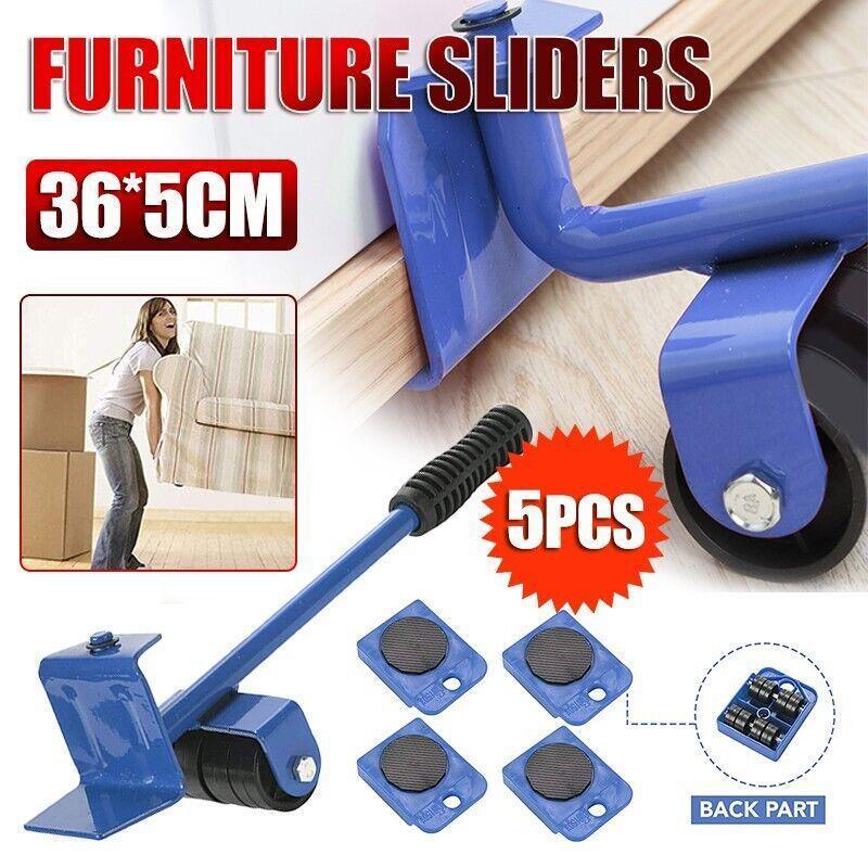 Furniture Lifter and Mover Tool Set 5PCS Heavy Duty Roller Sliders for Moving