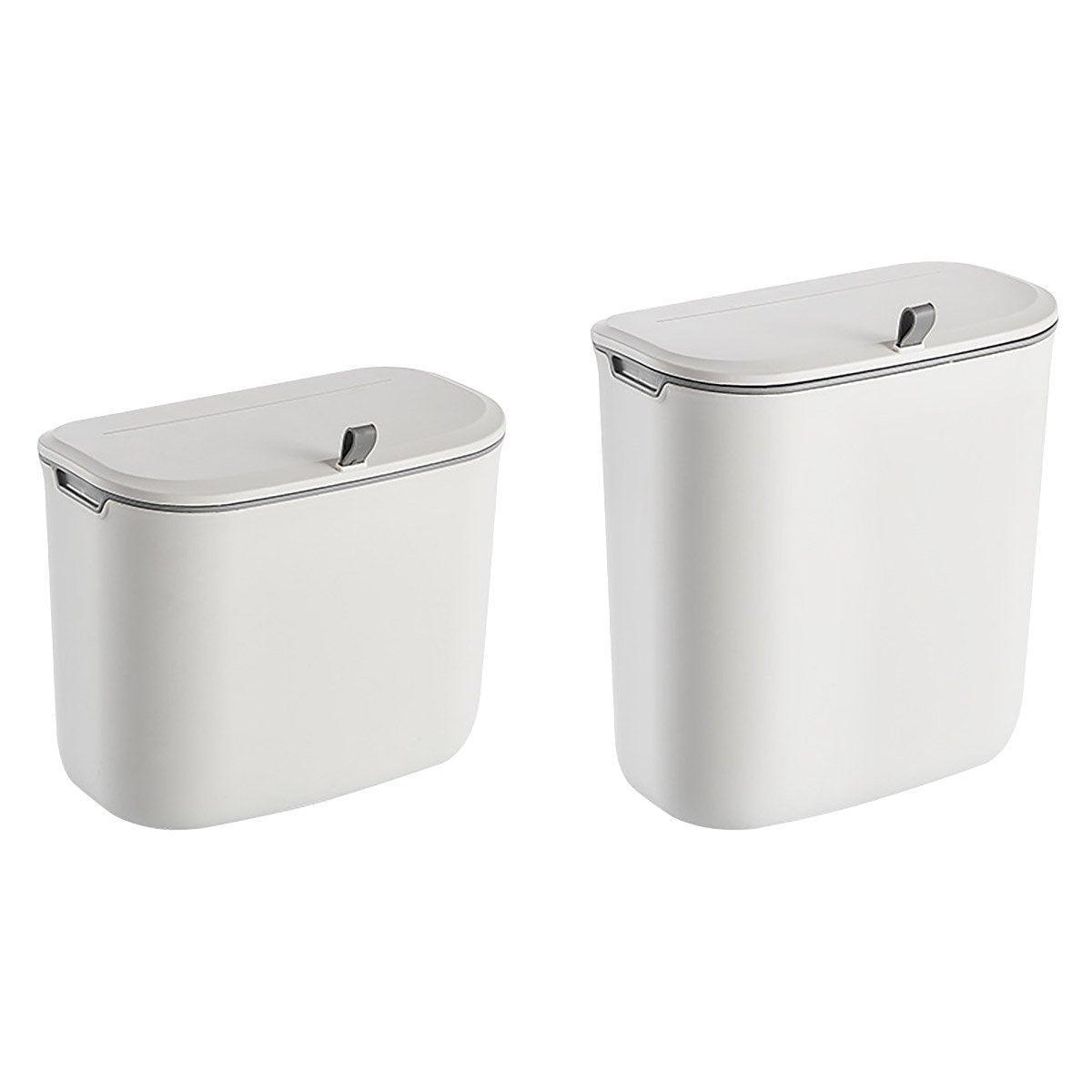 Wall Mounted Hanging Wastebasket with Sliding Lid for Kitchen and Bathroom Use - 9L