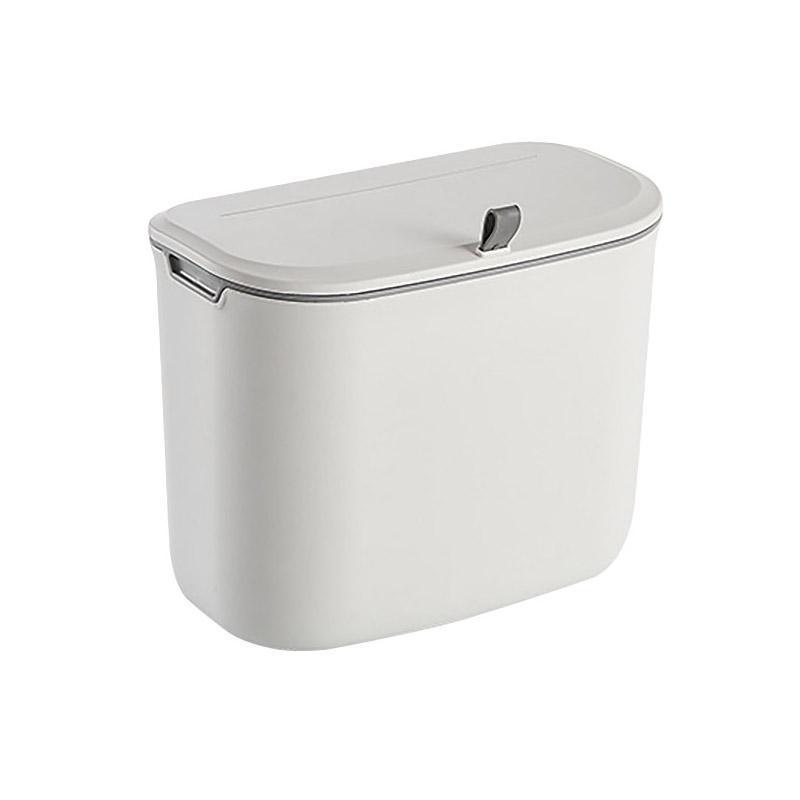 Wall Mounted Hanging Wastebasket with Sliding Lid for Kitchen and Bathroom Use - 9L