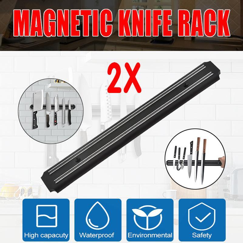 2X Magnetic Knife Rack Magnet Wall Mount Holder Strip Utensil Shelf Kitchen Tool