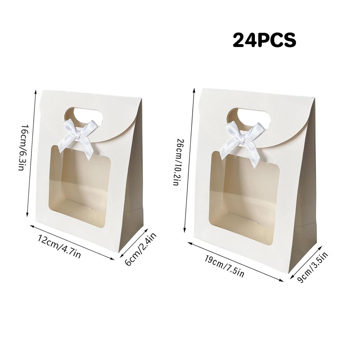 24PCS Bow Flap Tote Bag Reusable Shopping Carry Bag Gift Party Packaging Bag - 16x12x6cm