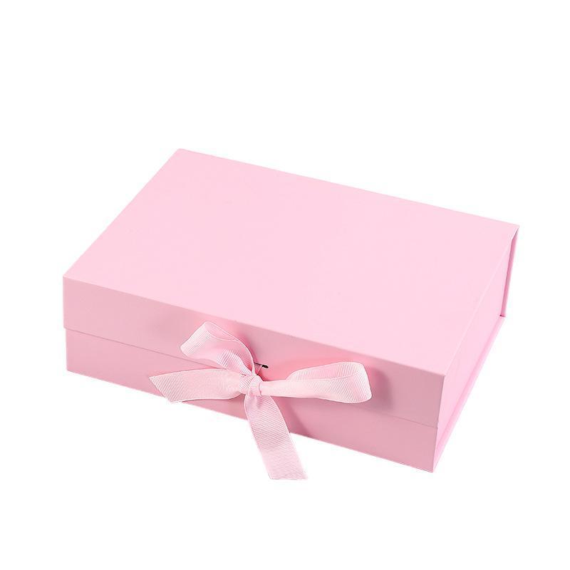 Elegant Ribbon Flip Folding Gift Boxes Multiple Colors High-Quality Cardboard - Orange