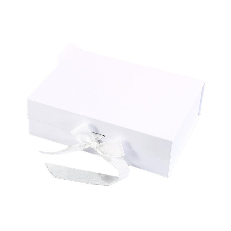 Elegant Ribbon Flip Folding Gift Boxes Multiple Colors High-Quality Cardboard - Pink