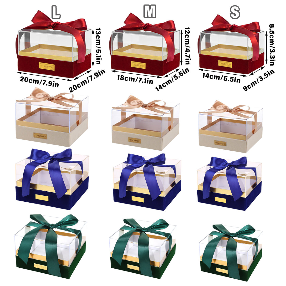 Acrylic Gift Box Clear Souvenir Display Case Bow Storage Container for Packaging - Blue - L