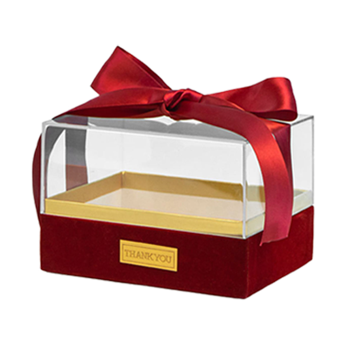 Acrylic Gift Box Clear Souvenir Display Case Bow Storage Container for Packaging - Blue - L