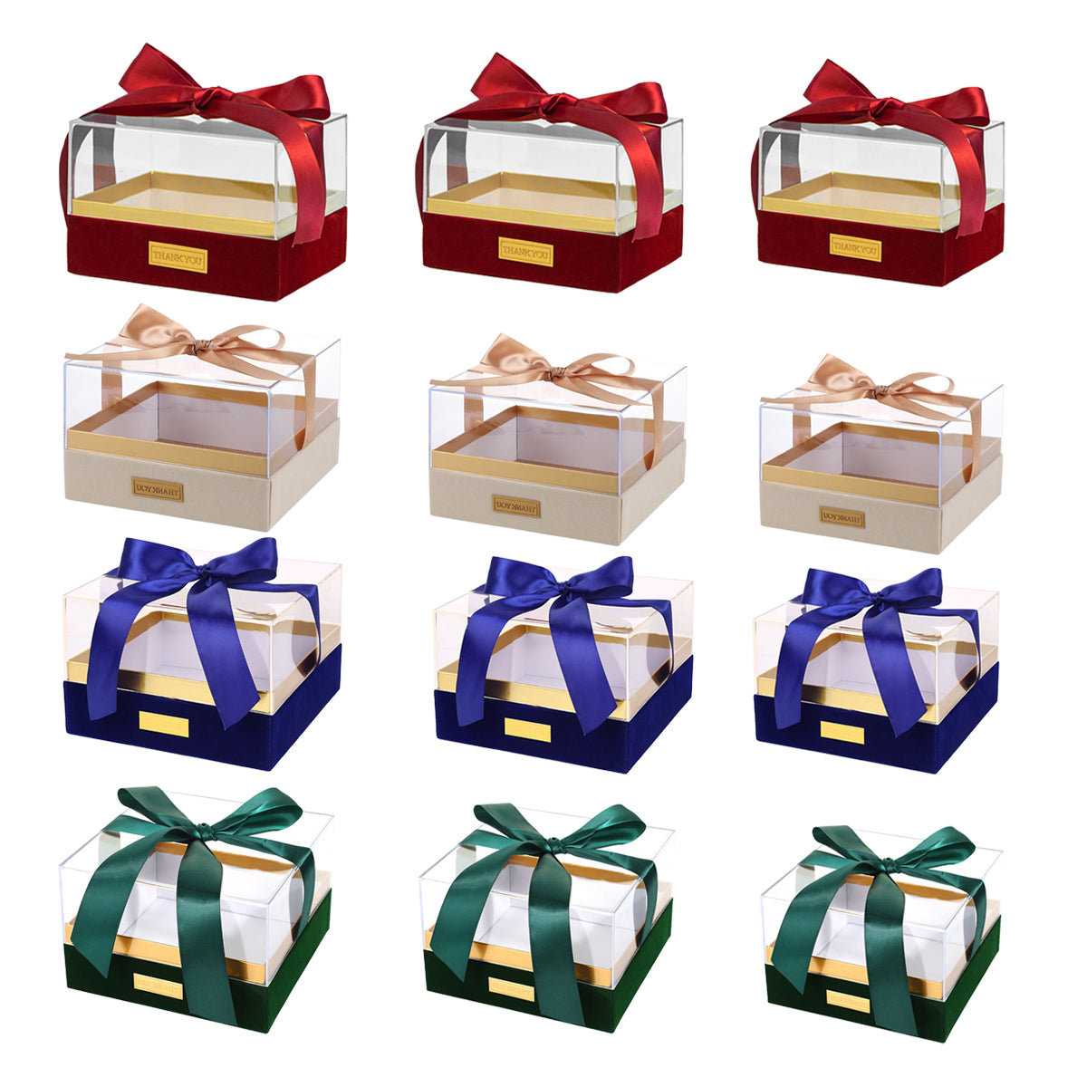Acrylic Gift Box Clear Souvenir Display Case Bow Storage Container for Packaging - Champagne - L
