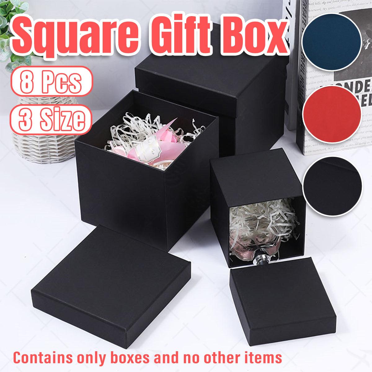 Square Gift Boxes 8pcs Empty Packaging Boxes for Favour Party Wedding Storage - Black-20x16.5cm