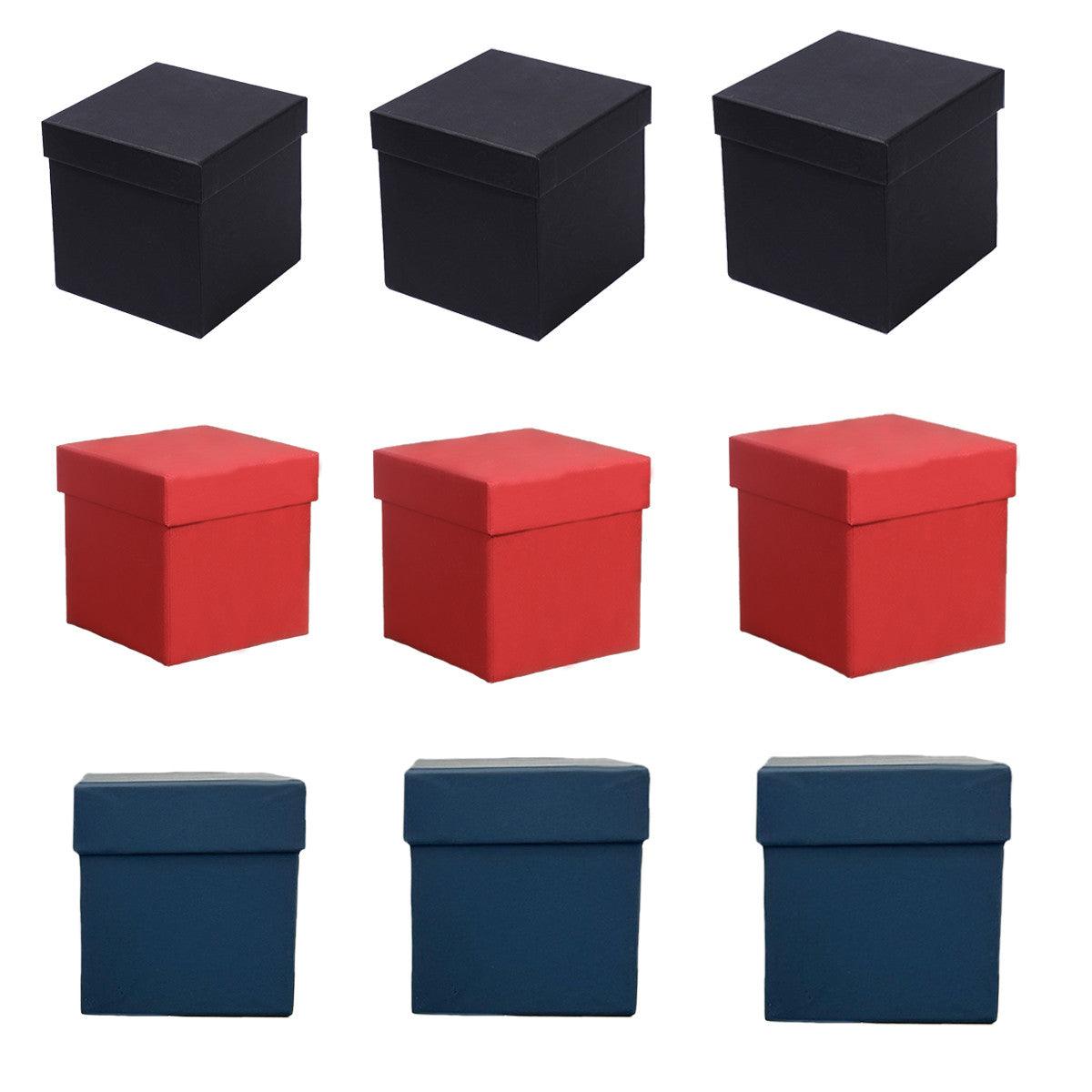 Square Gift Boxes 8pcs Empty Packaging Boxes for Favour Party Wedding Storage - Black-20x16.5cm