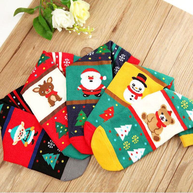 Christmas Socks Santa Reindeer Snowman Pattern Xmas Party Gift Stockings - Deer