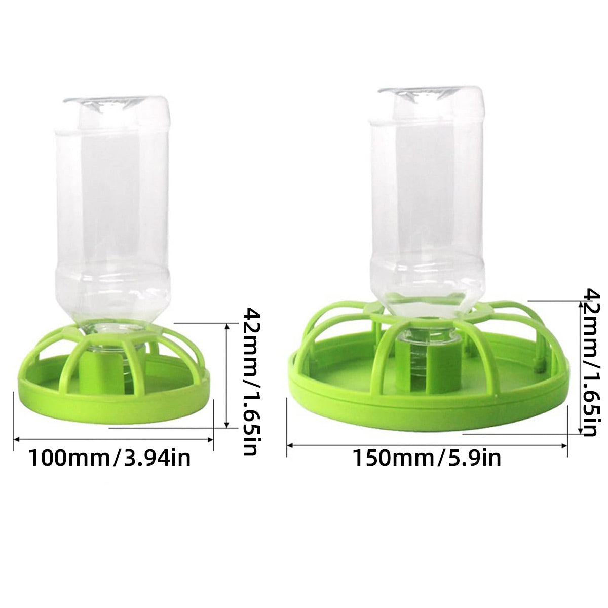 Reptile Water Bowl with Bottle for Lizard Gecko Snake Inverted Bottle Dispenser - Green Lotus Leaf