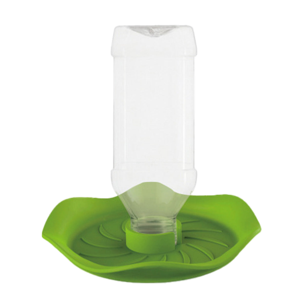 Reptile Water Bowl with Bottle for Lizard Gecko Snake Inverted Bottle Dispenser - Green Lotus Leaf