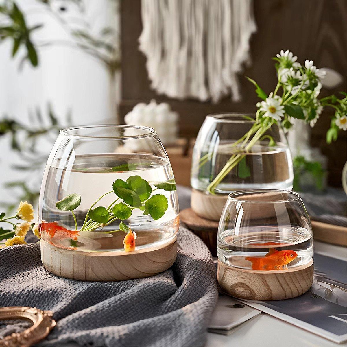 Japanese Style Small Glass Vases Fish Tank for Elegant Home Decor - L