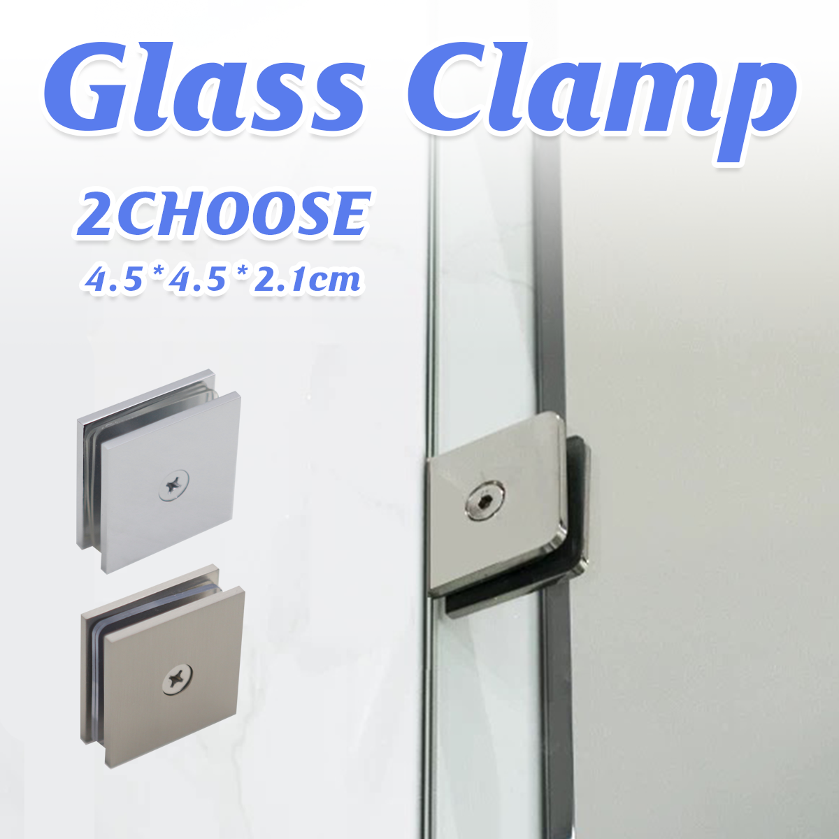 Shower Glass Clip Single Hole Square Bracket Partition Bathroom Accessories - Chrome