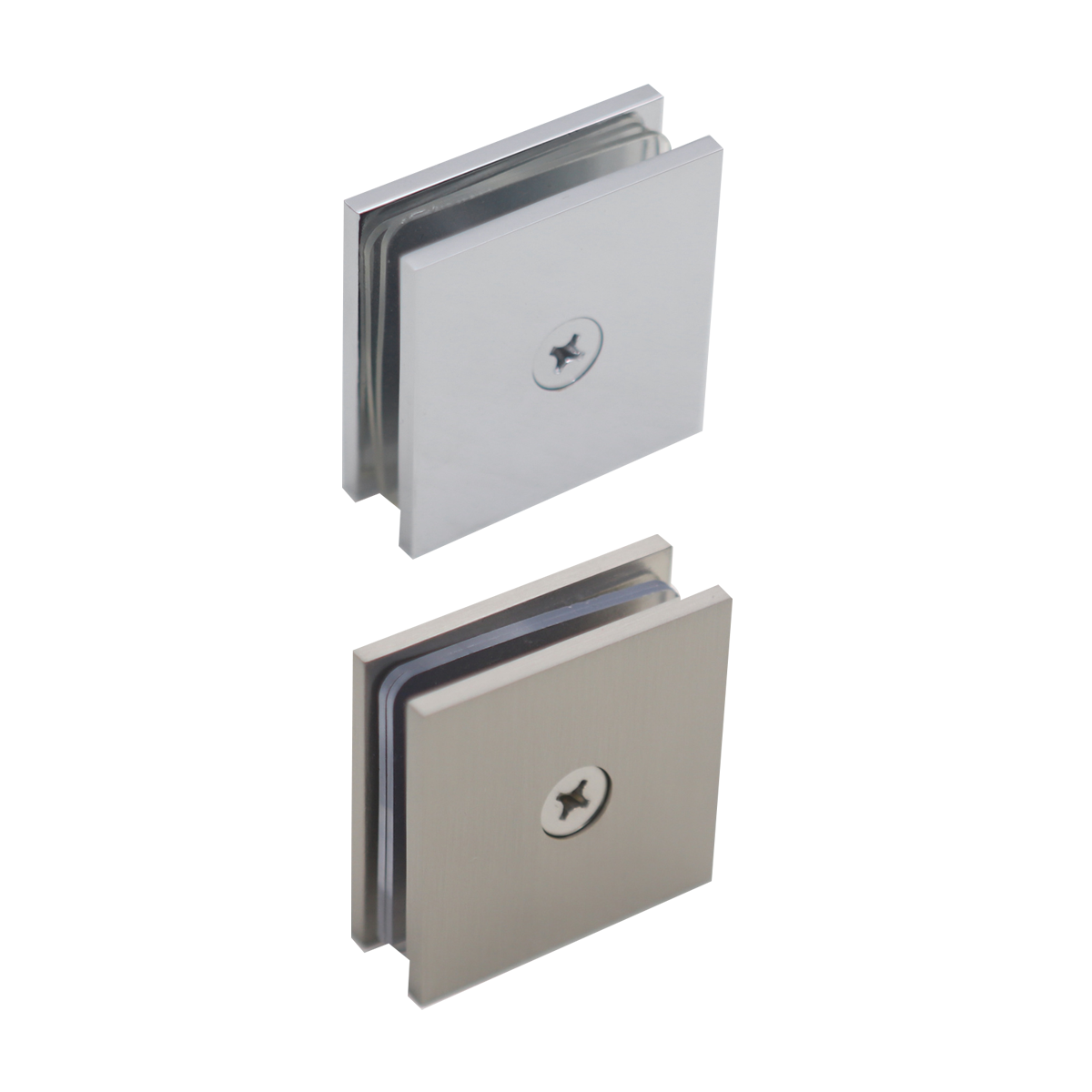 Shower Glass Clip Single Hole Square Bracket Partition Bathroom Accessories - Nickel