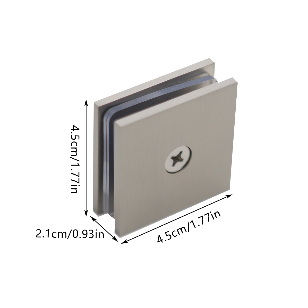 Shower Glass Clip Single Hole Square Bracket Partition Bathroom Accessories - Nickel