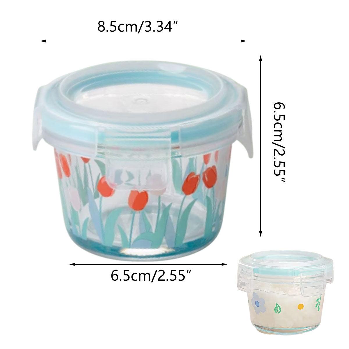 2pcs Glass Food Lunch Box Portable Fresh Seal Storage Container for Meal