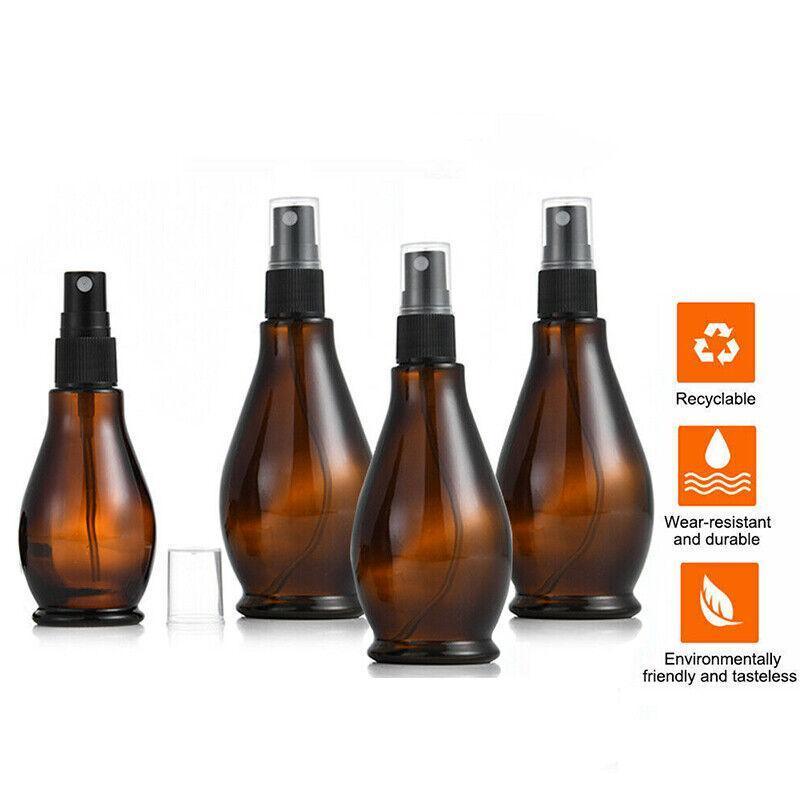 30-100Ml Amber Glass Essential Oil Spray Roller Bottles Mist Sprayer Containers - Upgrade 100 ML 5PCS