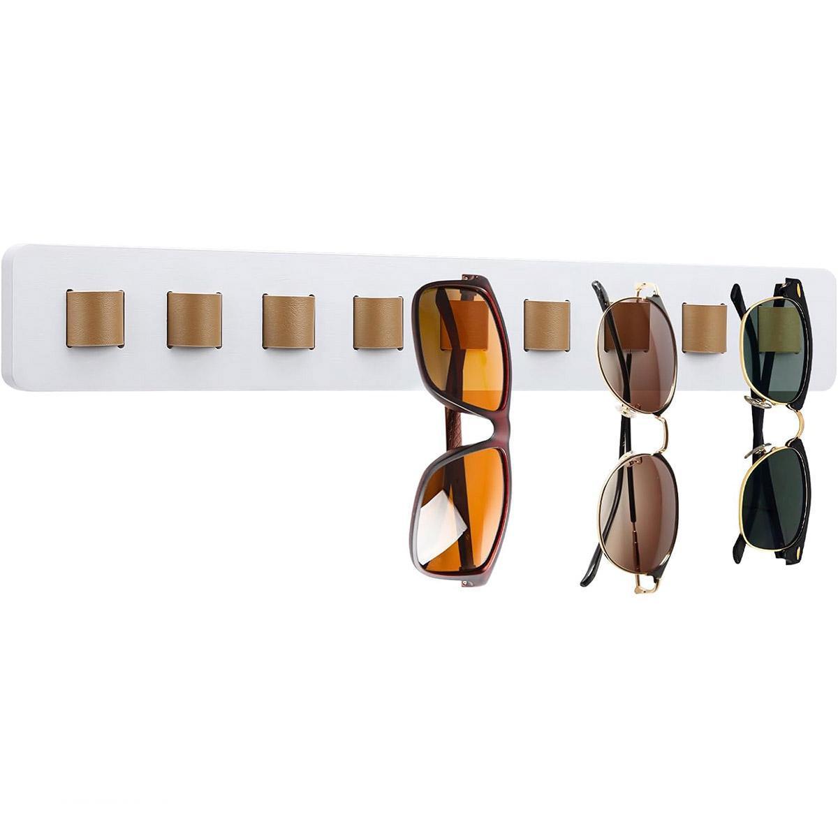 Wall Mount Glasses Storage Rack for Sunglasses Organizer Home Display Rack - White