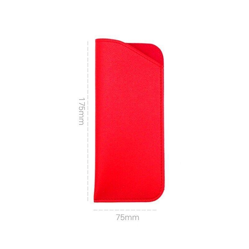 Pu Leather Eyeglass Sunglasses Reading Glasses Case Soft Pouch Bag Pocket - Red