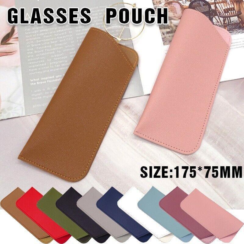 Pu Leather Eyeglass Sunglasses Reading Glasses Case Soft Pouch Bag Pocket - White