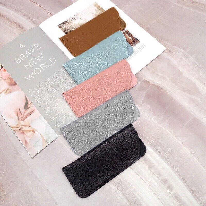 Pu Leather Eyeglass Sunglasses Reading Glasses Case Soft Pouch Bag Pocket - White