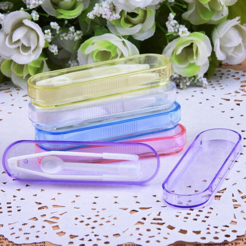 Contact Lens Tweezers Stick Inserter Remover Tool Kit Tip Storage Case Box Set - Purple