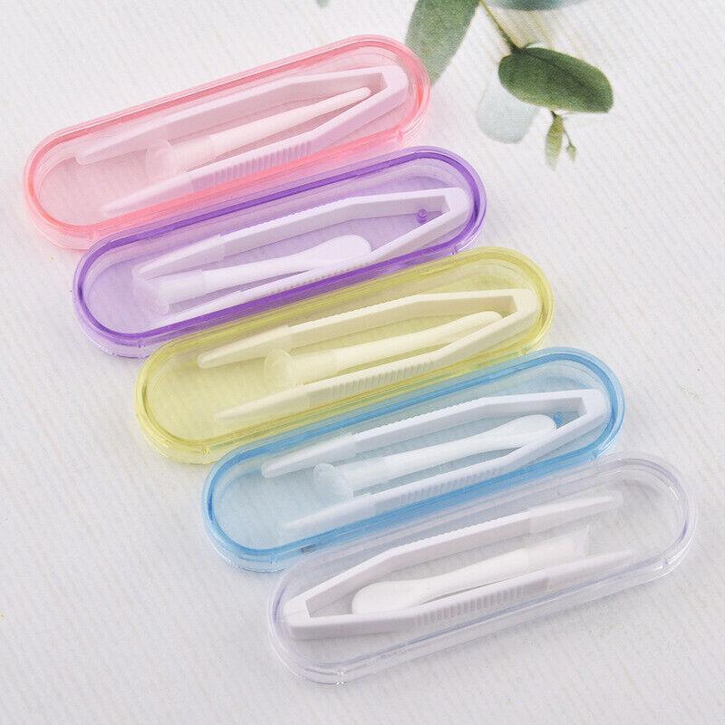 Contact Lens Tweezers Stick Inserter Remover Tool Kit Tip Storage Case Box Set - White