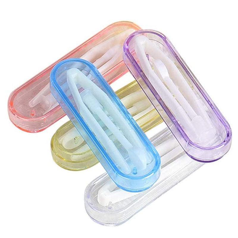 Contact Lens Tweezers Stick Inserter Remover Tool Kit Tip Storage Case Box Set - Yellow