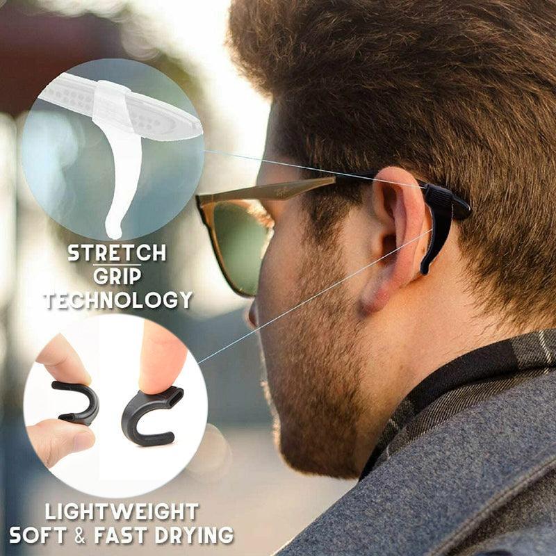 Anti-Slip Tip Ear Grip Silicone Hook Glasses Spectacle Holder Sports Temple Au - Clear