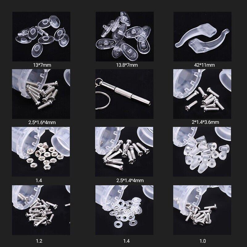 Eyeglass Sun Glasses Optical Repair Tool Screw Nut Nose Pad Assortment Set Kit