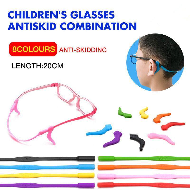 Silicone Glasses Strap and Ear Grip Set Eyeglasses Holder Cord with Hooks 20cm - Red