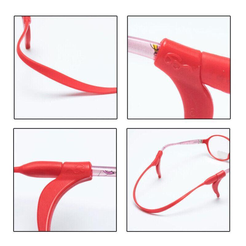 Silicone Glasses Strap and Ear Grip Set Eyeglasses Holder Cord with Hooks 20cm - Red