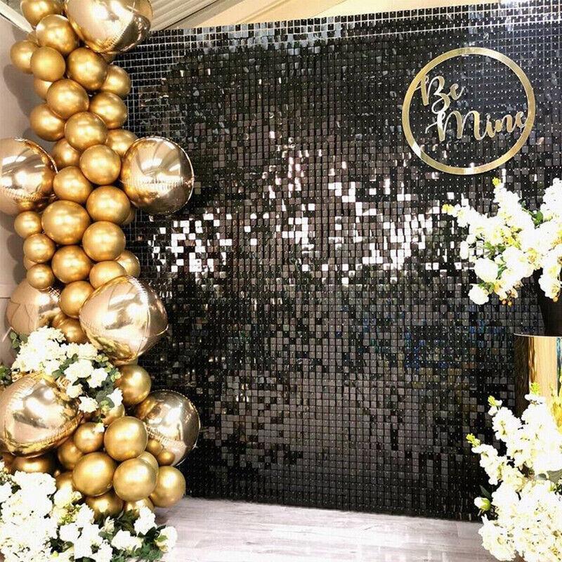 Rectangle Tinsel Curtain Shimmer Wall Backdrop 2M Length Party Decoration Sequin - Green