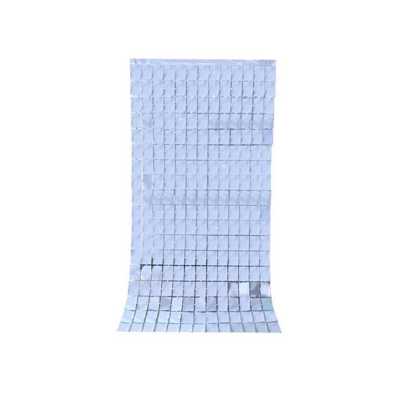 Rectangle Tinsel Curtain Shimmer Wall Backdrop 2M Length Party Decoration Sequin - White