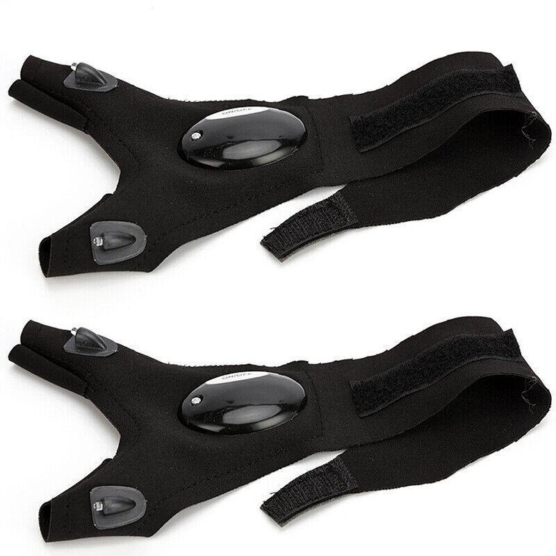 2PCS LED Light Fishing Gloves with Finger Flashlights for Outdoor Night Use