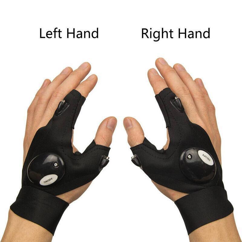 2PCS LED Light Fishing Gloves with Finger Flashlights for Outdoor Night Use
