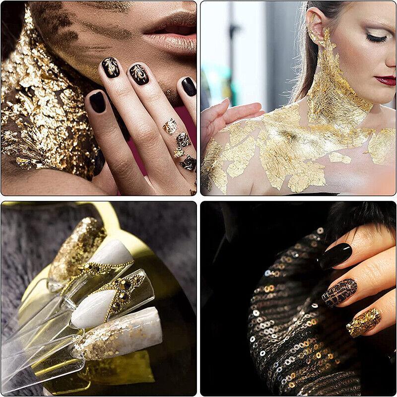 100X Gilding Gold & Silver Leaf Sheets for Nail Art & Craft Decoration - Silver