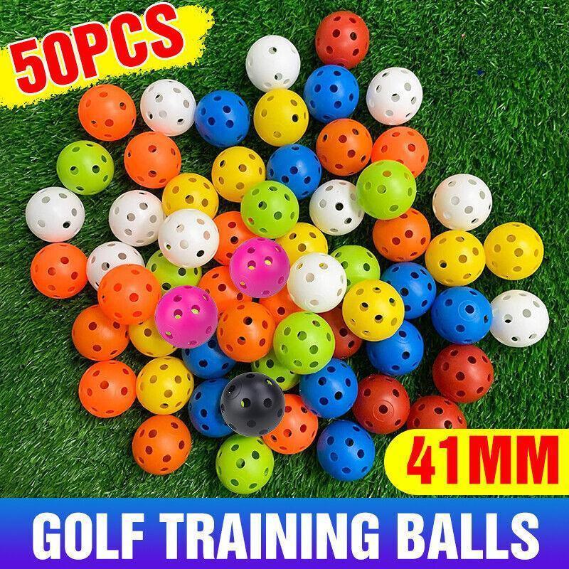 50PCS Plastic Whiffle Airflow Hollow Golf Practice Training Balls Golf Sport
