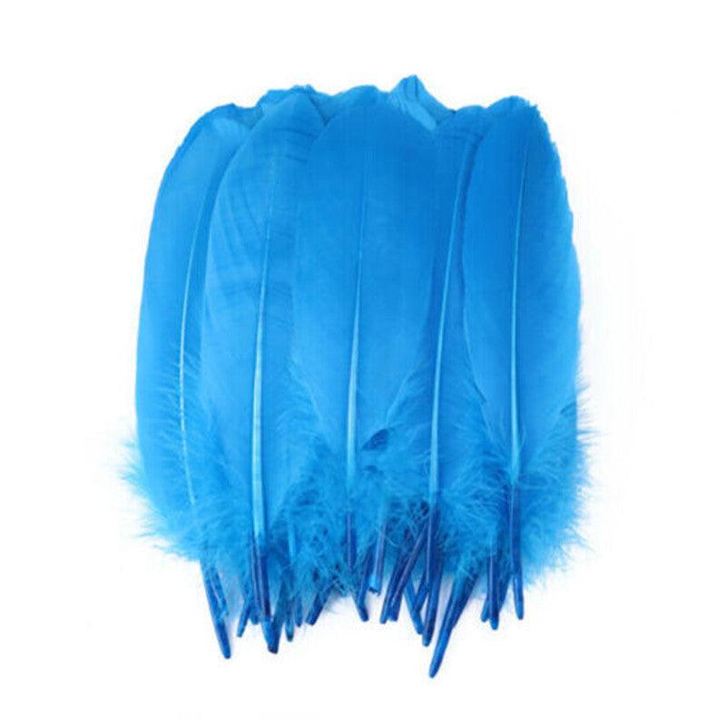 50X Craft Feathers Goose Feather Diy Art Party Decoration Wedding Dream Catcher - Blue