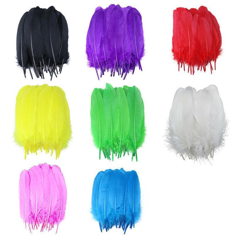 50X Craft Feathers Goose Feather Diy Art Party Decoration Wedding Dream Catcher - Yellow
