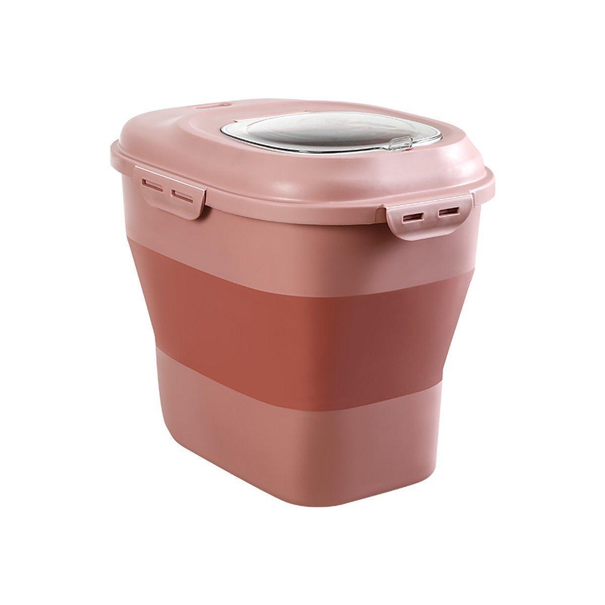 Large Capacity Pet Food Storage Box Foldable Design with Seal Lid - Pink