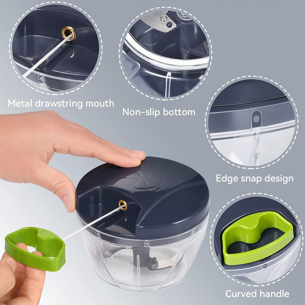 Garlic Press Chopper Slicer Hand Presser Grinder Crusher Home Kitchen Tools Use - 1000ml