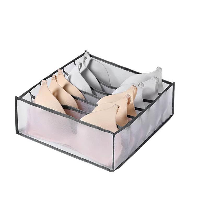 Foldable Drawer Organizer Divider Bra Sock Underwear Storage Closet Wardrobe - Grey Set of 3 Different Sizes