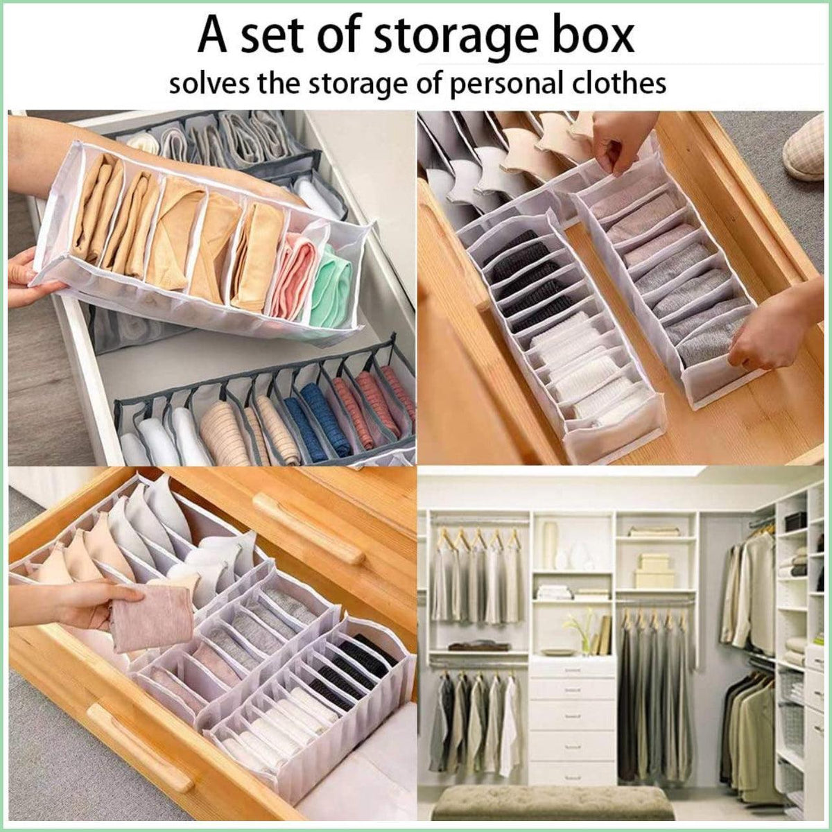 Foldable Drawer Organizer Divider Bra Sock Underwear Storage Closet Wardrobe - White with 11 Boxes