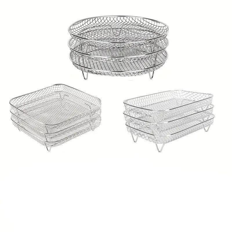 Air Fryer Grill Rack Multi Layer Removable Shelf Mesh Rack for Cooking BBQ - Round