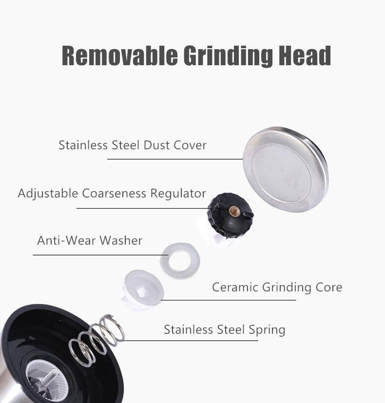 Stainless Steel Manual Salt and Pepper Grinder with Adjustable Ceramic Core - 200ML