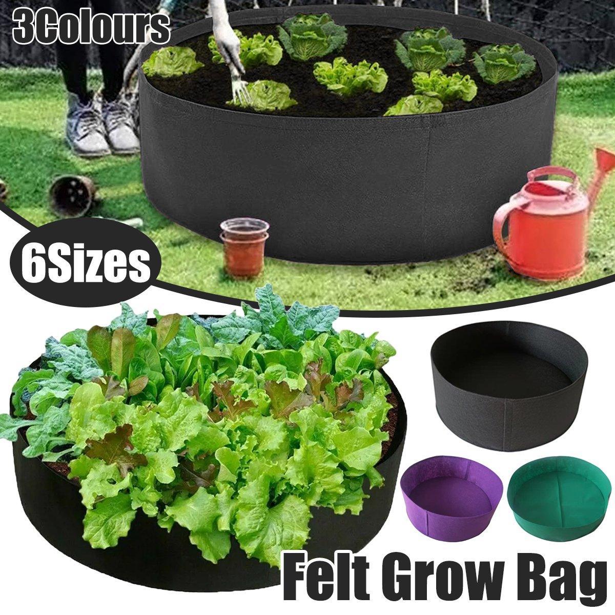 5x Felt Planting Bag Round Vegetable Garden Flower Seedling Grow Bags for Plants - Black-30*20cm