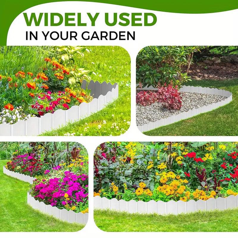 20PCS Garden Edging Fence Decorative Plastic Lawn Border Panels Landscaping - Black