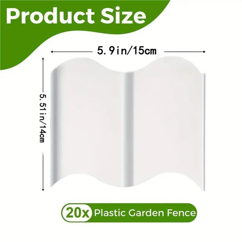20PCS Garden Edging Fence Decorative Plastic Lawn Border Panels Landscaping - Green