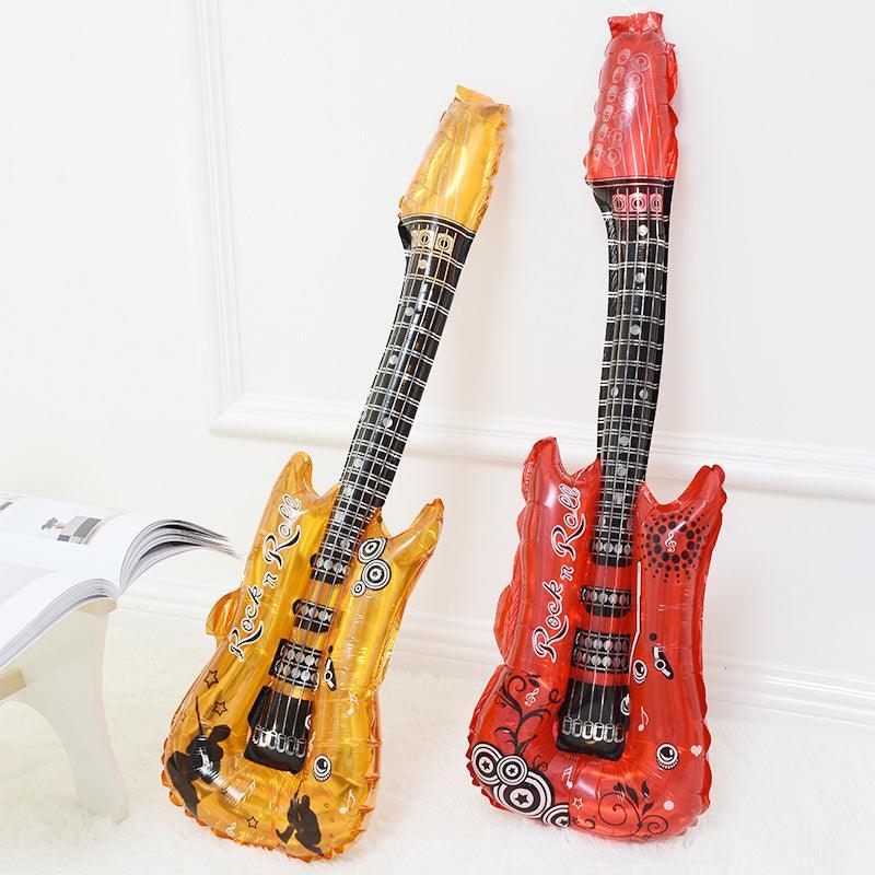 Guitar Foil Balloon Air Fill Rock and Roll Music Party Wedding Birthday Decoration - Rose Red